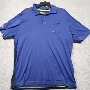 Nike Golf Shirt Mens XL Blue Dri-FIT Forest Dunes Tour‎ Performance Polo